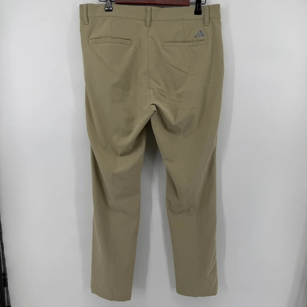 Adidas Golf Pants Mens 32x32 Khaki Tan Performance Stretch Flat Front Trousers